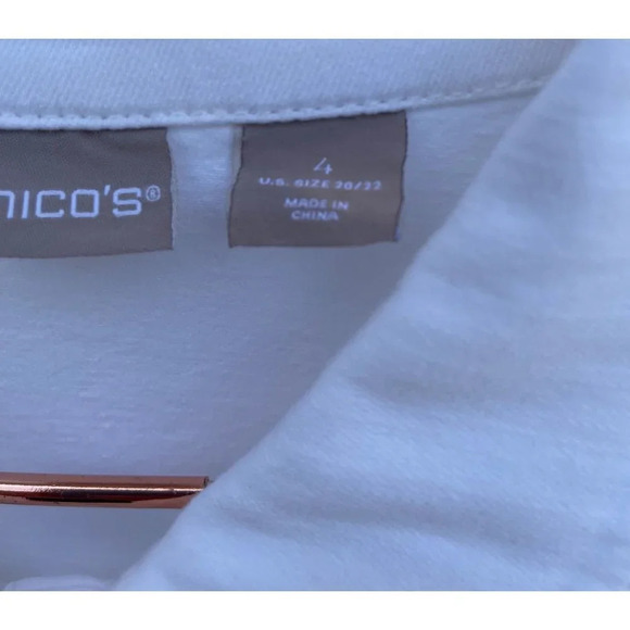 Chicos Womens Long Sleeve Floral Embroidery Jean Jacket White Sz 4 - Picture 11 of 12